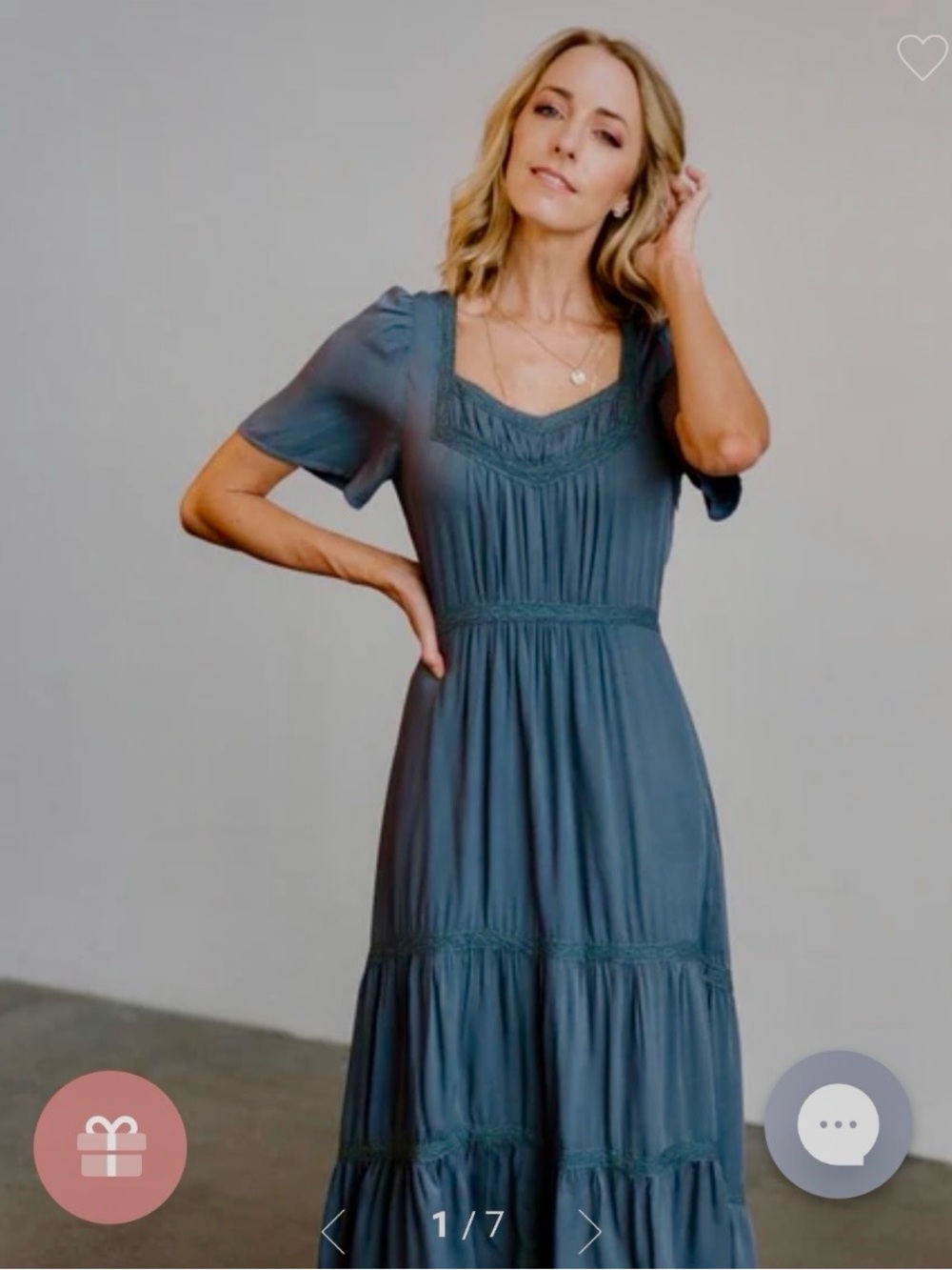 Baltic Born blue Tiered Maxi Dress with Lace Yoke